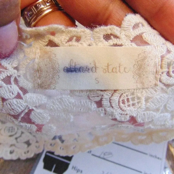 Altar'd State Women's Tan Pom Pom Embroidered Lace Trim Sweater Dress SIZE S - Picture 14 of 14